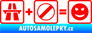 Samolepka Dálnice + konec omezení rychlosti = jízda Fluorescentní červená