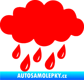Samolepka Déšť 001 levá mrak a kapky Fluorescentní červená