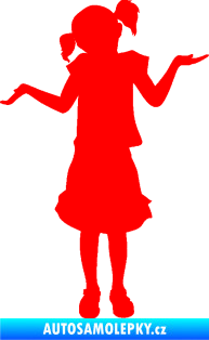 Samolepka Děti silueta 001 levá holčička krčí rameny Fluorescentní červená