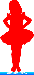 Samolepka Děti silueta 011 levá holčička tanečnice Fluorescentní červená