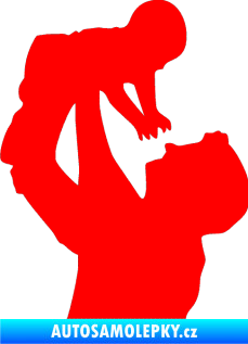 Samolepka Dítě v autě 026 levá miminko v náruči Fluorescentní červená