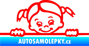 Samolepka Dítě v autě 030 pravá malá slečna hlavička Fluorescentní červená