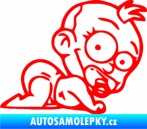 Samolepka Dítě v autě 067 pravá lezoucí miminko Fluorescentní červená