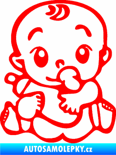 Samolepka Dítě v autě 069 levá mimčo s lahvičkou Fluorescentní červená