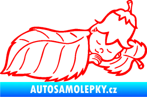 Samolepka Dítě v autě 107 pravá spinká na lístečku Fluorescentní červená