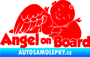 Samolepka Dítě v autě 109 levá anděl Fluorescentní červená