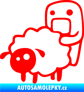 Samolepka Domo 005 levá love sheep Fluorescentní červená