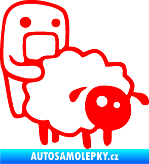 Samolepka Domo 005 pravá love sheep Fluorescentní červená