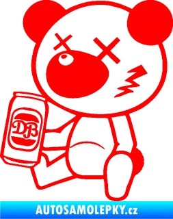 Samolepka Drunk bear 001 levá medvěd s plechovkou Fluorescentní červená