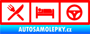 Samolepka Eat, sleep, drive 002 symboly jím, spím, řídím Fluorescentní červená