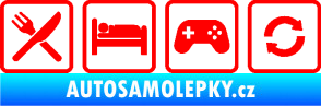 Samolepka Eat sleep game repeat hrát počítačové hry Fluorescentní červená