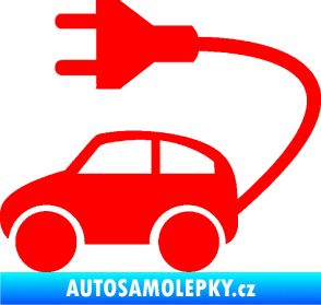 Samolepka Elektro auto 002 levá symbol zásuvka Fluorescentní červená