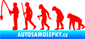 Samolepka Evoluce 005 rybář levá Fluorescentní červená
