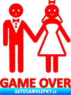 Samolepka Game over varianta svatba Fluorescentní červená