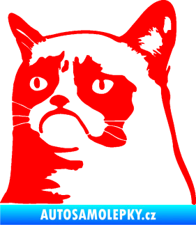 Samolepka Grumpy cat 002 levá Fluorescentní červená