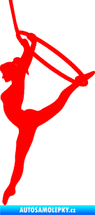 Samolepka Gymnastka 004 levá cvičení s kruhem Fluorescentní červená