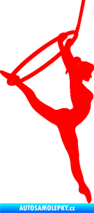 Samolepka Gymnastka 004 pravá cvičení s kruhem Fluorescentní červená
