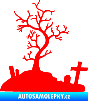 Samolepka Halloween 019 levá hřbitov Fluorescentní červená