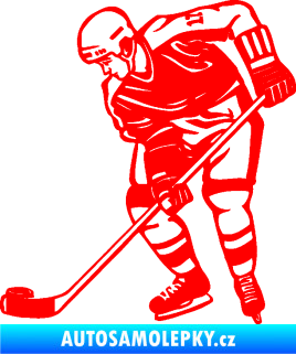 Samolepka Hokejista 029 levá Fluorescentní červená