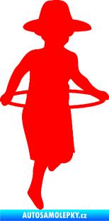 Samolepka Hula Hop 001 pravá dítě s obručí Fluorescentní červená