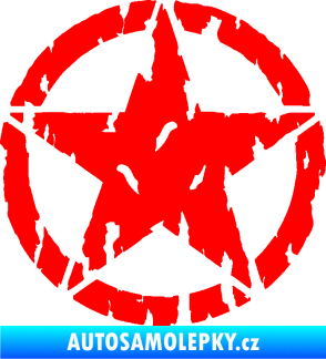 Samolepka Hvězda Army 010 potrhaná Fluorescentní červená