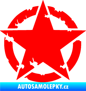 Samolepka Hvězda US Army 003 narušená Fluorescentní červená