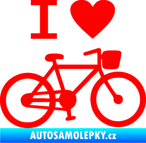 Samolepka I love cycling pravá Fluorescentní červená