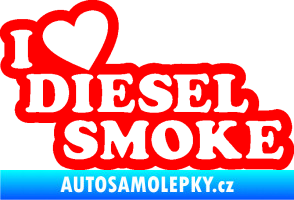 Samolepka I love diesel smoke nápis Fluorescentní červená