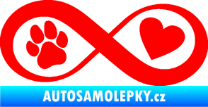 Samolepka Infinity 002 srdce a tlapka pravá Fluorescentní červená