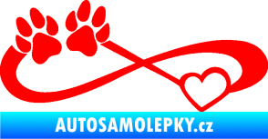 Samolepka Infinity 003 pravá srdce a tlapky Fluorescentní červená