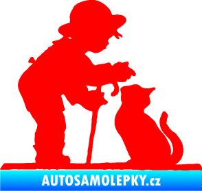 Samolepka Interiér 002 levá dítě s kočičkou Fluorescentní červená