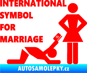 Samolepka International symbol for marriage Fluorescentní červená