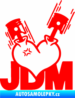 Samolepka JDM heart  Fluorescentní červená