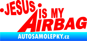 Samolepka Jesus is my airbag nápis Fluorescentní červená