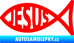 Samolepka Jesus rybička 003 křesťanský symbol Fluorescentní červená