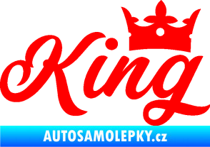 Samolepka King nápis s korunou Fluorescentní červená