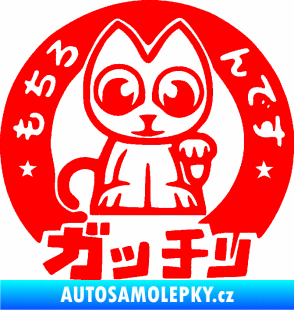 Samolepka Kočička lucky cat JDM 002  Fluorescentní červená