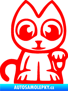 Samolepka Kočička lucky cat JDM pravá Fluorescentní červená