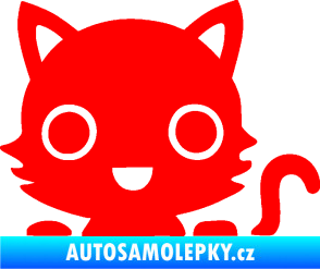 Samolepka Kočka 014 pravá kočka v autě Fluorescentní červená