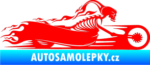 Samolepka Kostra na motorce s plameny pravá Fluorescentní červená