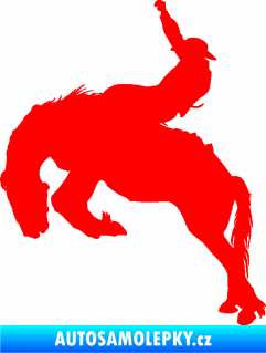 Samolepka Kovboj 001 levá rodeo na koni Fluorescentní červená