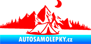 Samolepka Krajina hory 023 pravá kempování Fluorescentní červená