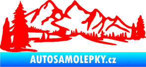 Samolepka Krajina hory 038 levá Fluorescentní červená