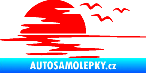 Samolepka Krajina moře 003 levá západ slunce odraz na hladině Fluorescentní červená