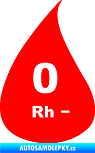 Samolepka Krevní skupina 0 Rh- kapka Fluorescentní červená