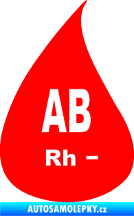 Samolepka Krevní skupina AB Rh- kapka Fluorescentní červená