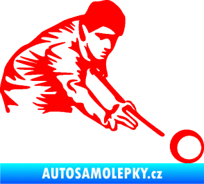 Samolepka Kulečník 001 pravá hráč s tágem Fluorescentní červená