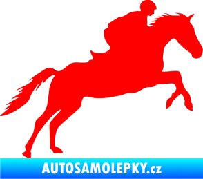 Samolepka Kůň 019 pravá jezdec v sedle Fluorescentní červená