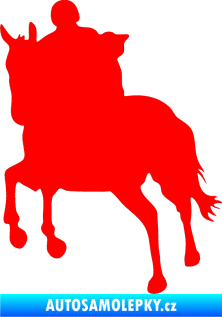 Samolepka Kůň 021 levá s jezdcem Fluorescentní červená