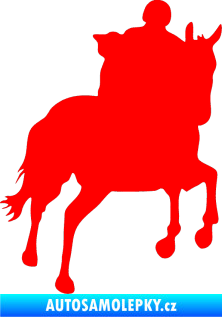 Samolepka Kůň 021 pravá s jezdcem Fluorescentní červená